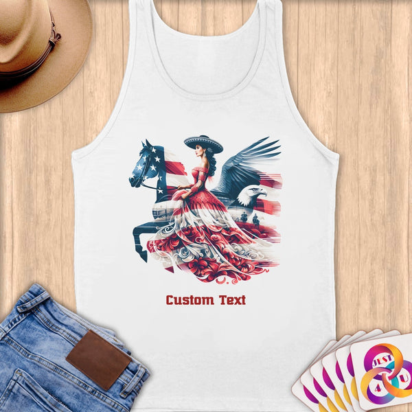 Physical Item S / White Equestrian Breeze~Limited Edition 2024 "USA Excellence" ~ Customizable Supersoft Tank Top