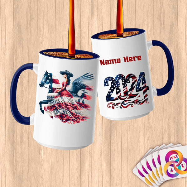 Physical Item 15oz / Blue Equestrian Breeze~Limited Edition 2024 "USA Excellence" ~ Customized Large 15oz Mug