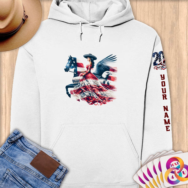 Physical Item S / White Equestrian Breeze~Limited Edition 2024 "USA Excellence" ~ Personalized Premium Hoodie