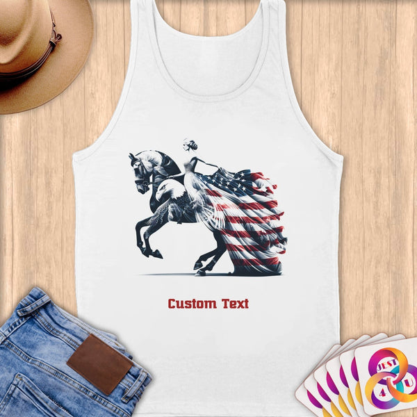 Physical Item S / White Equestrian Flows~Limited Edition 2024 "USA Excellence" ~ Customizable Supersoft Tank Top