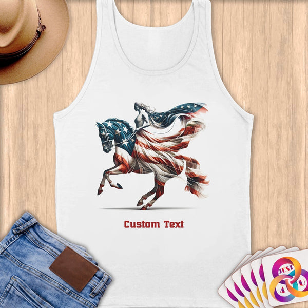 Physical Item S / White Equestrian Gallops~Limited Edition 2024 "USA Excellence" ~ Customizable Supersoft Tank Top