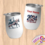 Physical Item 12 oz / White Equestrian Grace~Limited Edition 2024 "USA Excellence" ~ Customizable 12oz Wine Tumbler with Lid