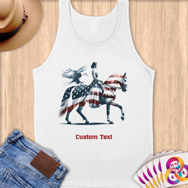 Physical Item S / White Equestrian Grace~Limited Edition 2024 "USA Excellence" ~ Customizable Supersoft Tank Top