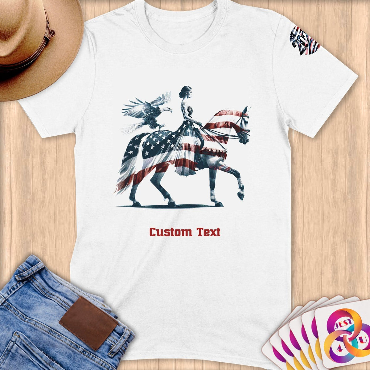 Physical Item S / White Equestrian Grace~Limited Edition 2024 "USA Excellence" ~ Personalized Softstyle T-Shirt