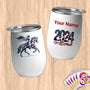 Physical Item 12 oz / White Equestrian Liberty~Limited Edition 2024 "USA Excellence" ~ Customizable 12oz Wine Tumbler with Lid