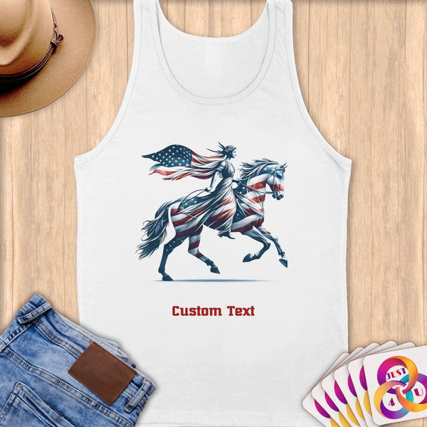 Physical Item S / White Equestrian Liberty~Limited Edition 2024 "USA Excellence" ~ Customizable Supersoft Tank Top