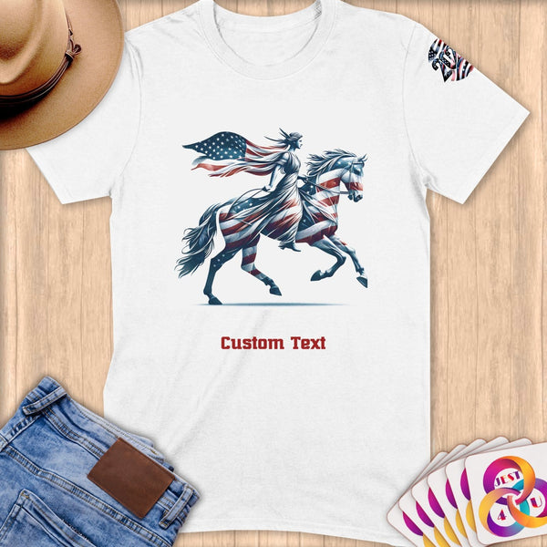Physical Item S / White Equestrian Liberty~Limited Edition 2024 "USA Excellence" ~ Personalized Softstyle T-Shirt