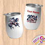 Physical Item 12 oz / White Equestrian Medal~Limited Edition 2024 "USA Excellence" ~ Customizable 12oz Wine Tumbler with Lid