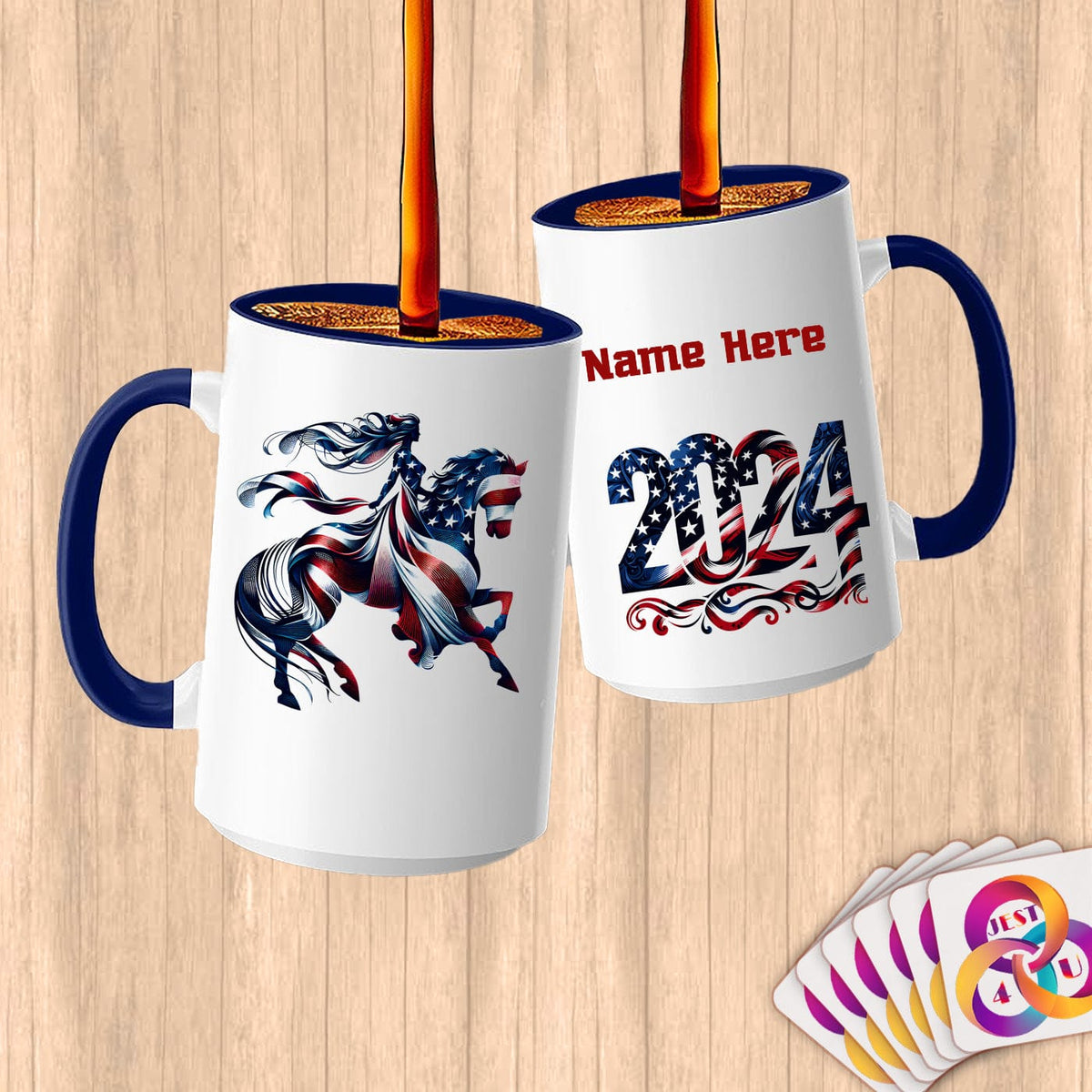 Physical Item 15oz / Blue Equestrian Medal~Limited Edition 2024 "USA Excellence" ~ Customized Large 15oz Mug