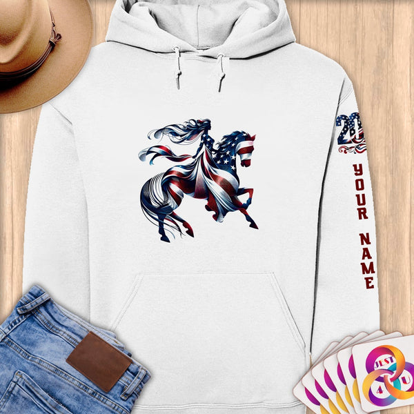 Physical Item S / White Equestrian Medal~Limited Edition 2024 "USA Excellence" ~ Personalized Premium Hoodie
