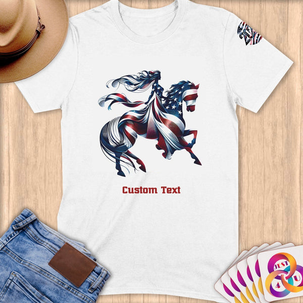 Physical Item S / White Equestrian Medal~Limited Edition 2024 "USA Excellence" ~ Personalized Softstyle T-Shirt