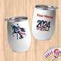 Physical Item 12 oz / White Equestrian Whisper~Limited Edition 2024 "USA Excellence" ~ Customizable 12oz Wine Tumbler with Lid