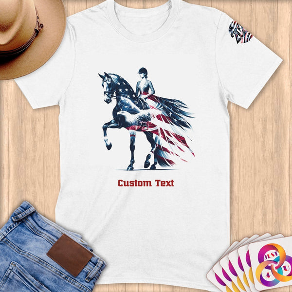 Physical Item S / White Equestrian Whisper~Limited Edition 2024 "USA Excellence" ~ Personalized Softstyle T-Shirt