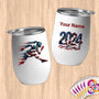 Physical Item 12 oz / White Fast Runner American~Limited Edition 2024 "USA Excellence" ~ Customizable 12oz Wine Tumbler with Lid