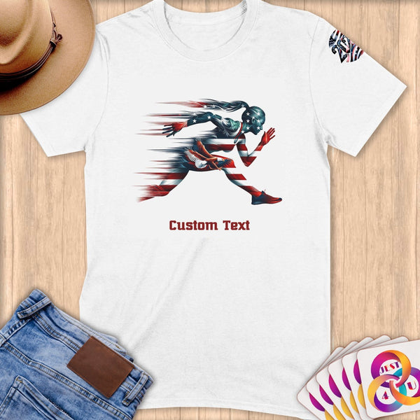 Physical Item S / White Fast Runner American~Limited Edition 2024 "USA Excellence" ~ Personalized Softstyle T-Shirt