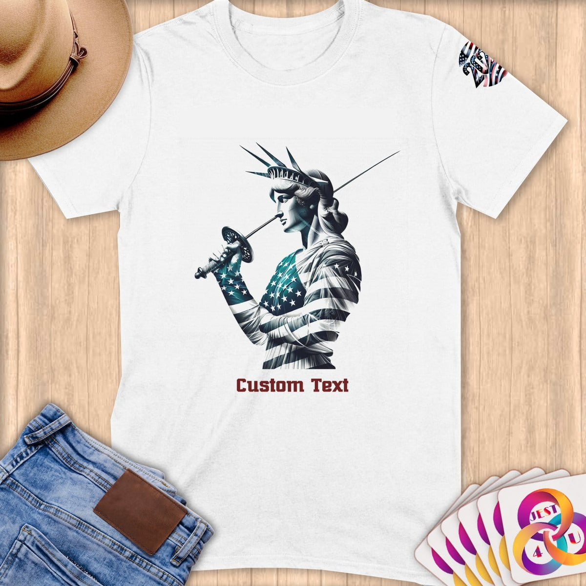 Physical Item S / White Fencing Liberty ~ Limited Edition 2024 "USA Excellence" ~ Personalized Softstyle T-Shirt