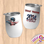 Physical Item 12 oz / White Fencing Power ~ Limited Edition 2024 "USA Excellence" ~ Customizable 12oz Wine Tumbler with Lid