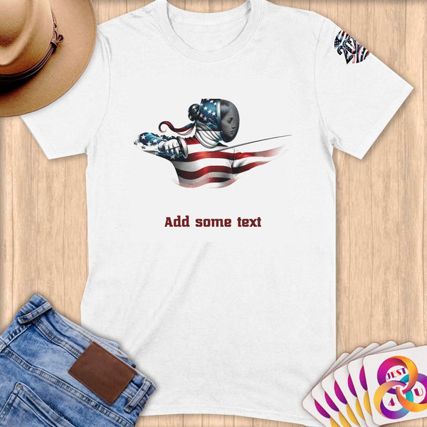 Physical Item S / White Fencing Power ~ Limited Edition 2024 "USA Excellence" ~ Personalized Softstyle T-Shirt