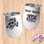 Physical Item 12 oz / White Fencing Pride ~ Limited Edition 2024 "USA Excellence" ~ Customizable 12oz Wine Tumbler with Lid