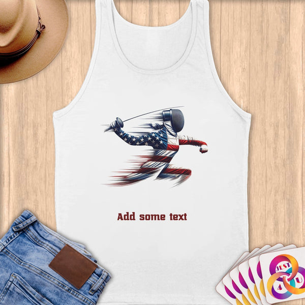 Physical Item S / White Fencing Pride ~ Limited Edition 2024 "USA Excellence" ~ Customizable Supersoft Tank Top