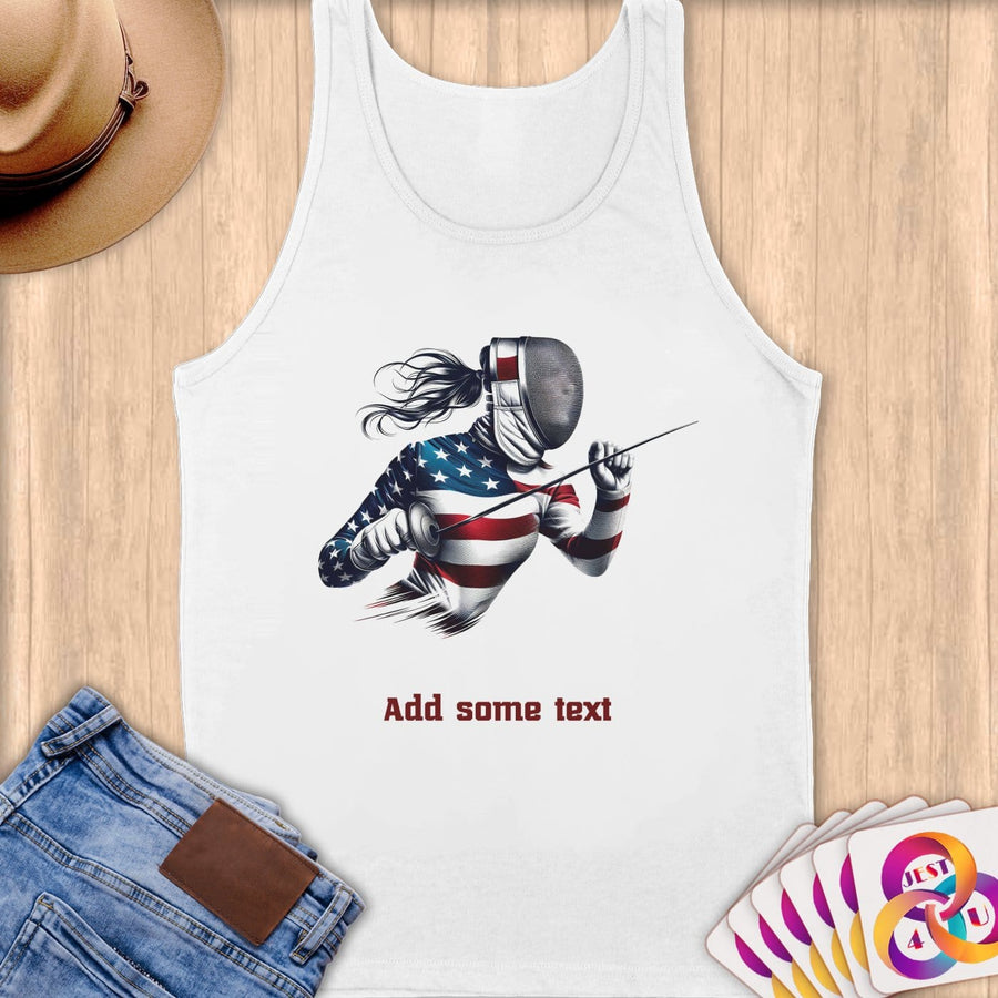 Physical Item S / White Fencing Pride ~ Limited Edition 2024 "USA Excellence" ~ Customizable Supersoft Tank Top