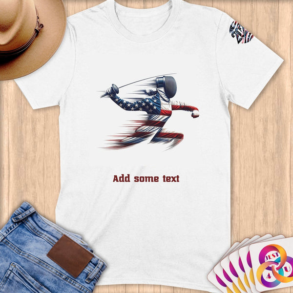 Physical Item S / White Fencing Pride ~ Limited Edition 2024 "USA Excellence" ~ Personalized Softstyle T-Shirt