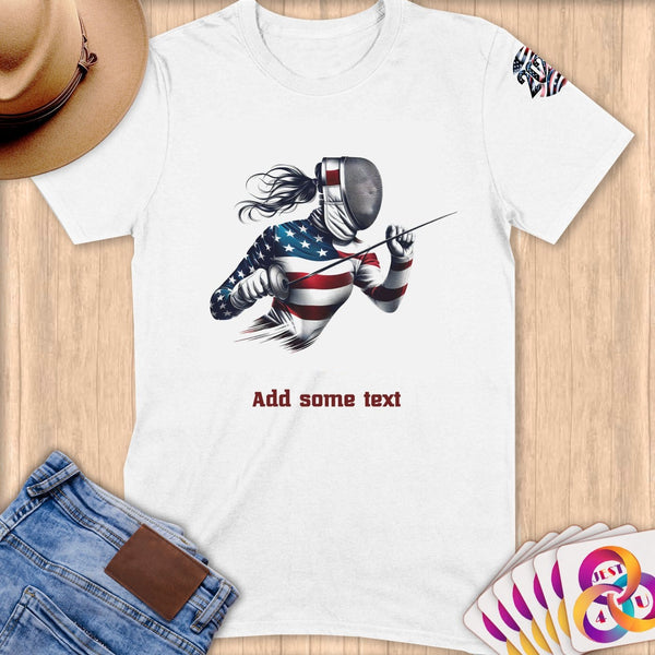 Physical Item S / White Fencing Pride ~ Limited Edition 2024 "USA Excellence" ~ Personalized Softstyle T-Shirt