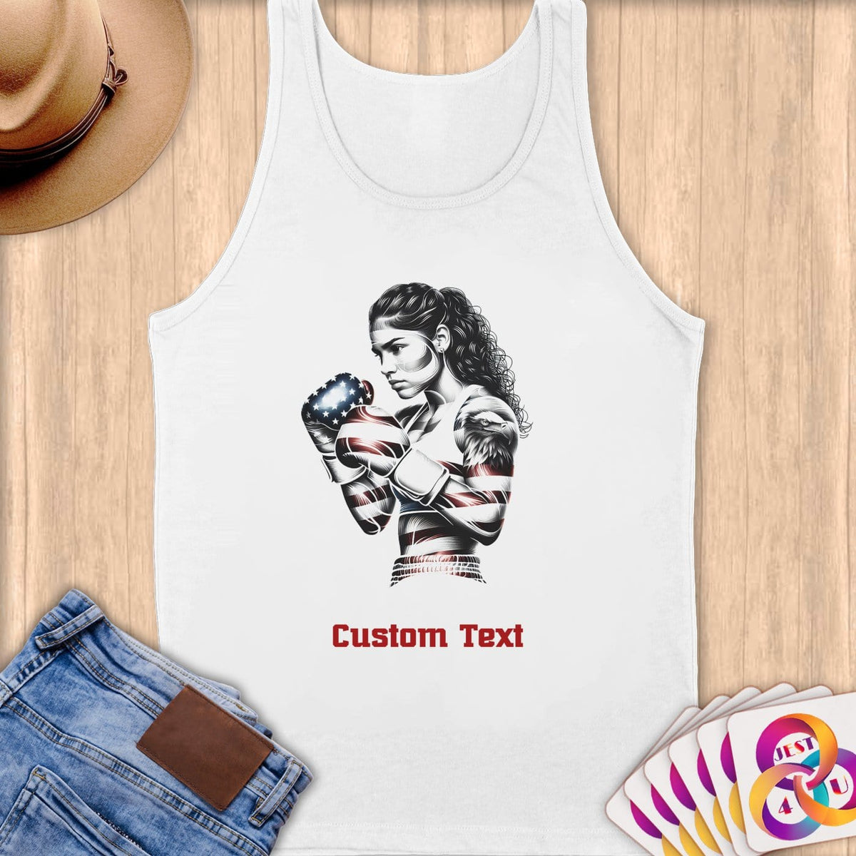 Physical Item S / White Fierce Boxer ~Limited Edition 2024 "USA Excellence" ~ Customizable Supersoft Tank Top