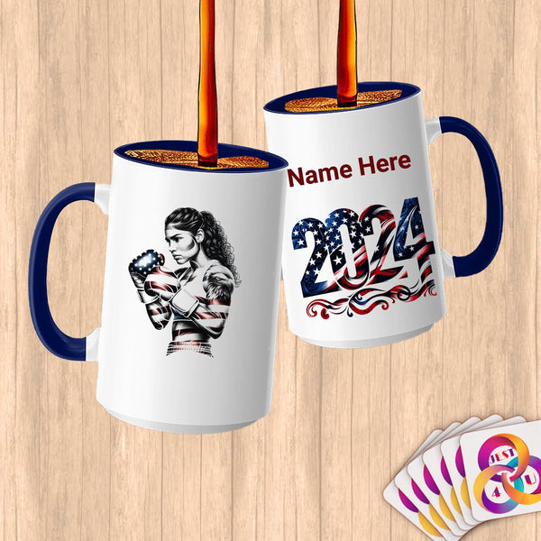 Physical Item 15oz / Blue Fierce Boxer ~Limited Edition 2024 "USA Excellence" ~ Customized Large 15oz Mug
