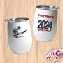 Physical Item 12 oz / White Flexing Patriotic Gymnast~Limited Edition 2024 "USA Excellence" ~ Customizable 12oz Wine Tumbler with Lid