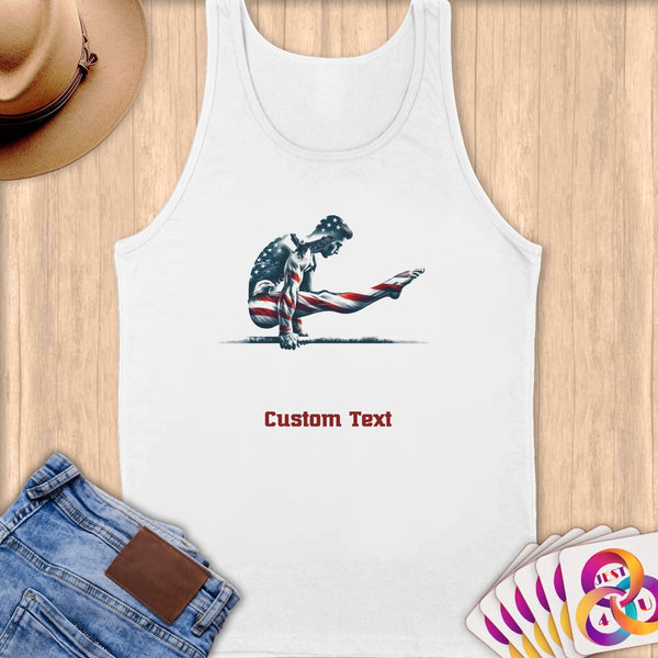 Physical Item S / White Flexing Patriotic Gymnast~Limited Edition 2024 "USA Excellence" ~ Customizable Supersoft Tank Top