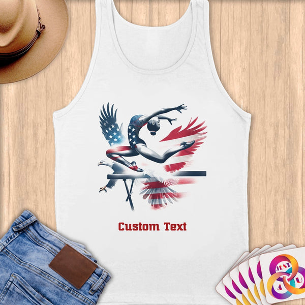 Physical Item S / White Flying Gymnast Soars ~Limited Edition 2024 "USA Excellence" ~ Customizable Supersoft Tank Top