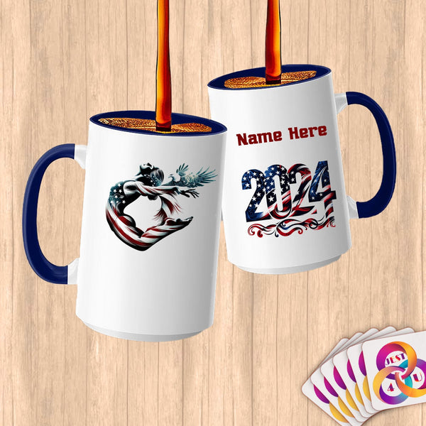 Physical Item 15oz / Blue Freedom Dive Eagle Artistic~Limited Edition 2024 "USA Excellence" ~ Customized Large 15oz Mug
