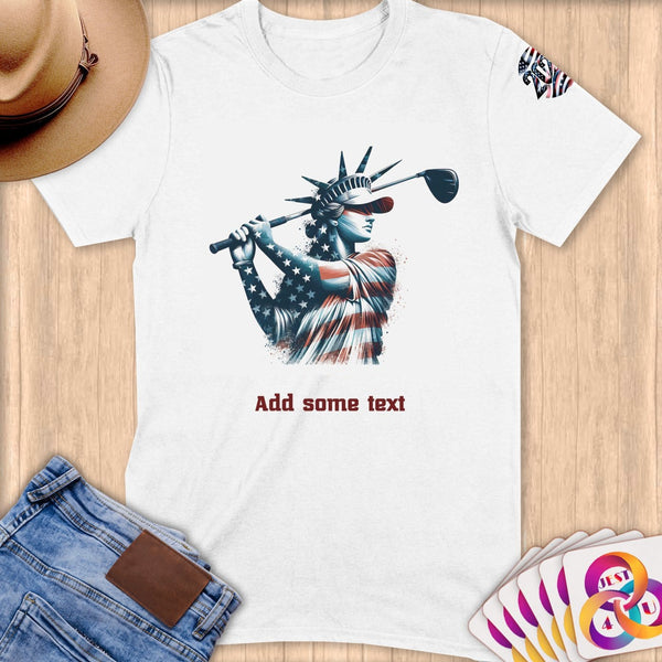 Physical Item S / White Gofling Lady Liberty ~ Limited Edition 2024 "USA Excellence" ~ Personalized Softstyle T-Shirt