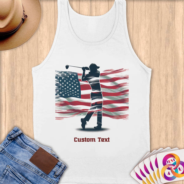 Physical Item S / White Golf Flag ~ Limited Edition 2024 "USA Excellence" ~ Customizable Supersoft Tank Top