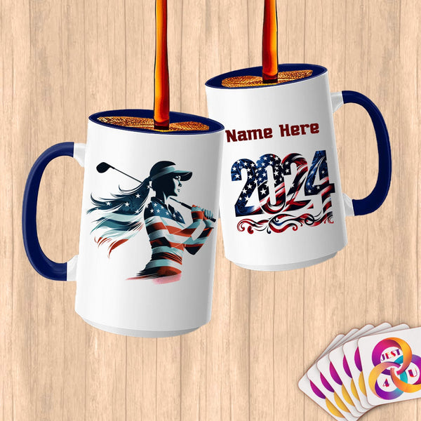 Physical Item 15oz / Blue Golf Freedom ~ Limited Edition 2024 "USA Excellence" ~ Customized Large 15oz Mug