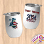 Physical Item 12 oz / White Golf Glory ~ Limited Edition 2024 "USA Excellence" ~ Customizable 12oz Wine Tumbler with Lid