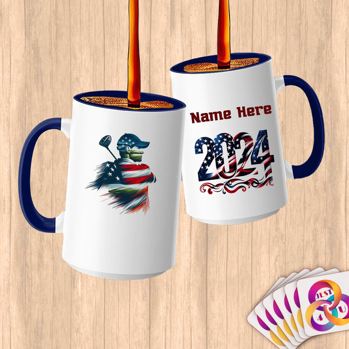 Physical Item 15oz / Blue Golf Glory ~ Limited Edition 2024 "USA Excellence" ~ Customized Large 15oz Mug