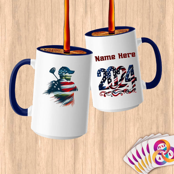 Physical Item 15oz / Blue Golf Glory ~ Limited Edition 2024 "USA Excellence" ~ Customized Large 15oz Mug