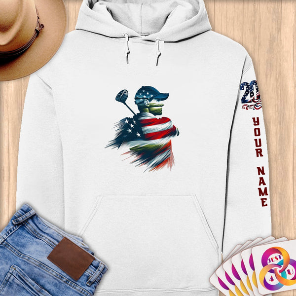 Physical Item S / White Golf Glory ~ Limited Edition 2024 "USA Excellence" ~ Personalized Premium Hoodie