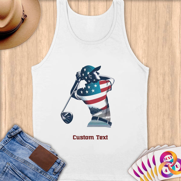 Physical Item S / White Golf Hero ~ Limited Edition 2024 "USA Excellence" ~ Customizable Supersoft Tank Top
