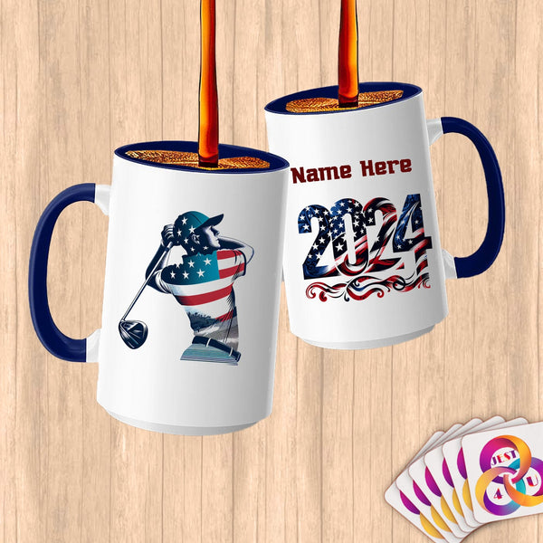 Physical Item 15oz / Blue Golf Hero ~ Limited Edition 2024 "USA Excellence" ~ Customized Large 15oz Mug