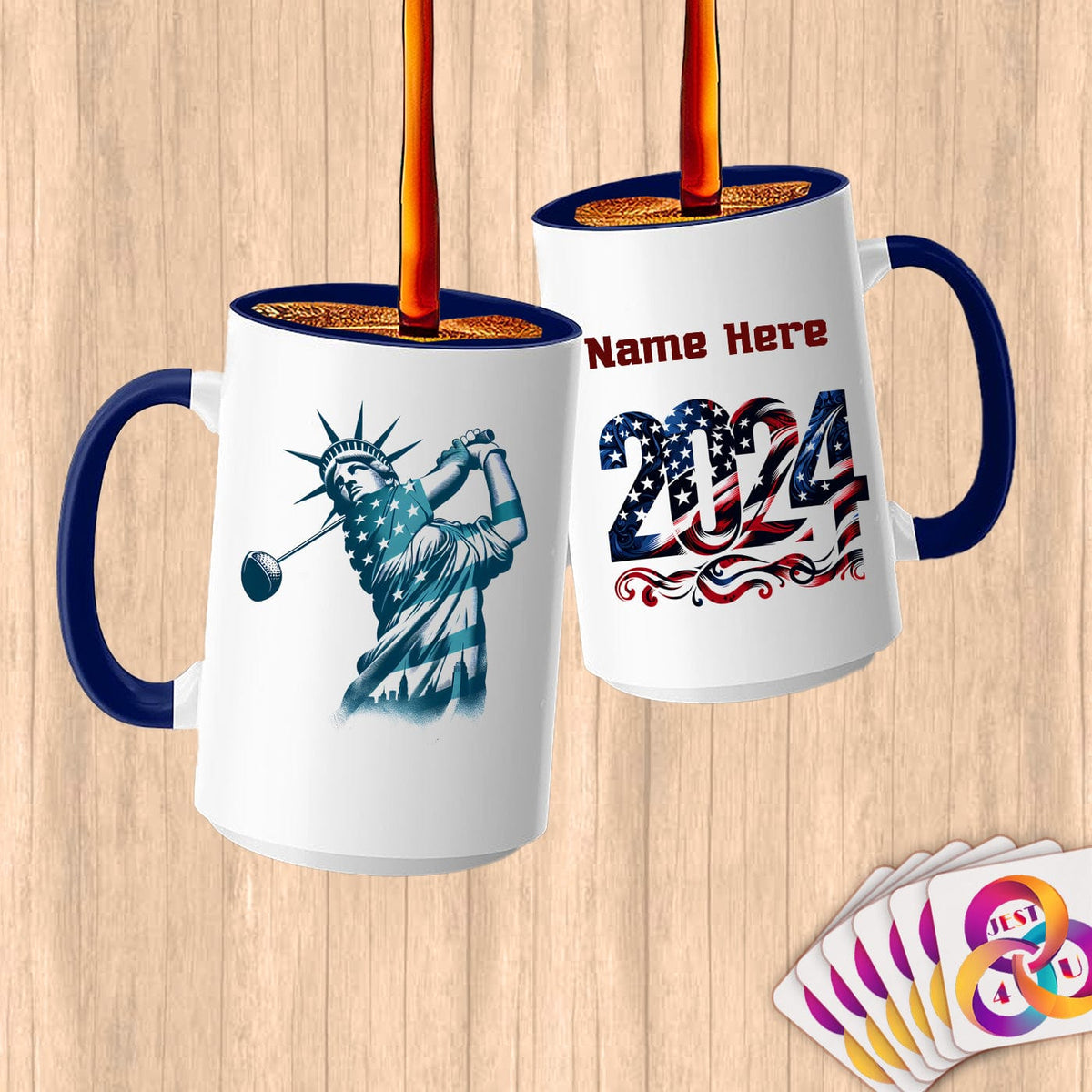 Physical Item 15oz / Blue Golf Liberty Swing ~ Limited Edition 2024 "USA Excellence" ~ Customized Large 15oz Mug