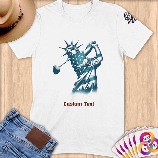 Physical Item S / White Golf Liberty Swing ~ Limited Edition 2024 "USA Excellence" ~ Personalized Softstyle T-Shirt