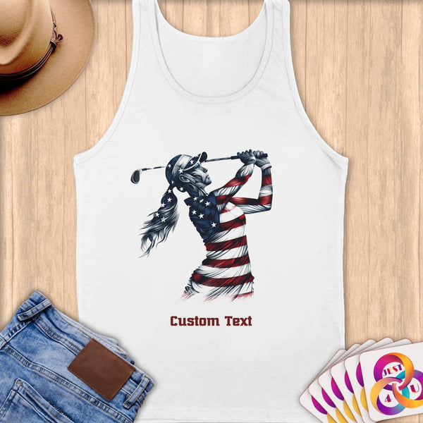 Physical Item S / White Golf Patriot ~ Limited Edition 2024 "USA Excellence" ~ Customizable Supersoft Tank Top
