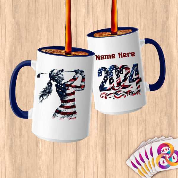Physical Item 15oz / Blue Golf Patriot ~ Limited Edition 2024 "USA Excellence" ~ Customized Large 15oz Mug