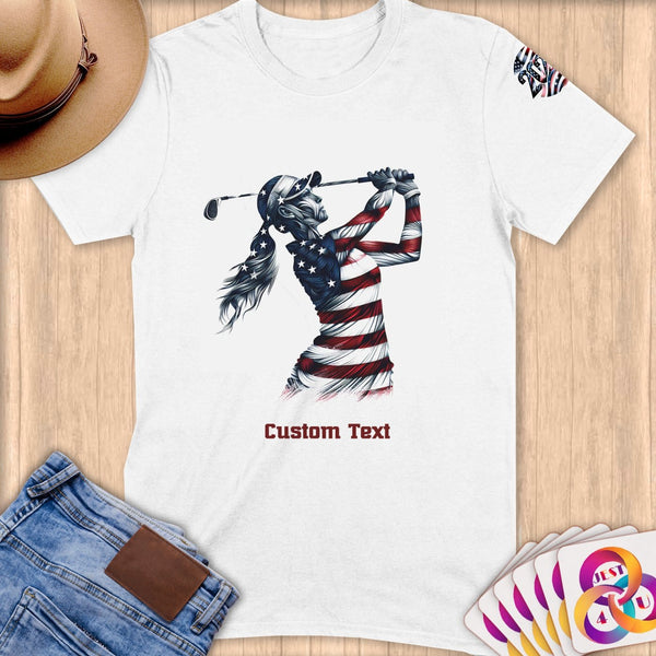 Physical Item S / White Golf Patriot ~ Limited Edition 2024 "USA Excellence" ~ Personalized Softstyle T-Shirt