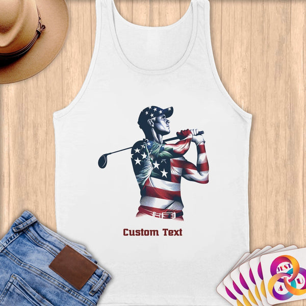 Physical Item S / White Golf Stars ~ Limited Edition 2024 "USA Excellence" ~ Customizable Supersoft Tank Top