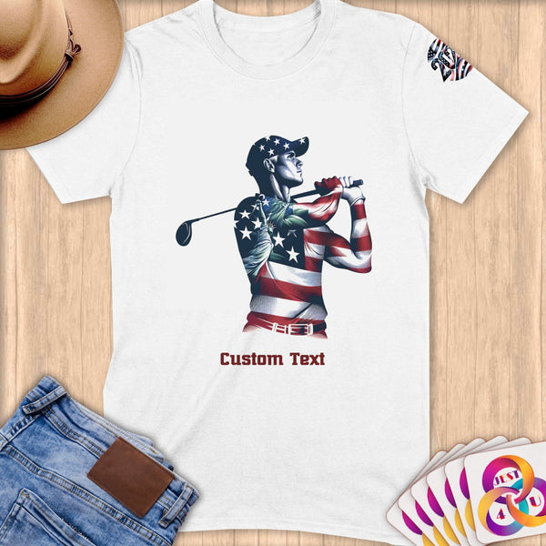 Physical Item S / White Golf Stars ~ Limited Edition 2024 "USA Excellence" ~ Personalized Softstyle T-Shirt