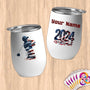 Physical Item 12 oz / White Golfer's Pride ~ Limited Edition 2024 "USA Excellence" ~ Customizable 12oz Wine Tumbler with Lid